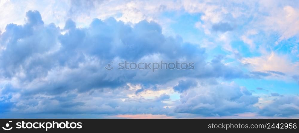 Panorama of a blue cloudy sky. Panorama of blue cloudy sky