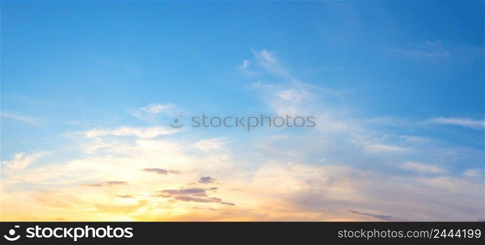 Panorama of a gentle sunset sky. Panorama of gentle sunset sky