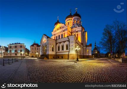Panorama of Alexander Nevsky Cathedral in the Evening, Tallinn, Estonia