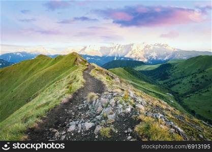 Panorama of Alpine mountain ridge landscape