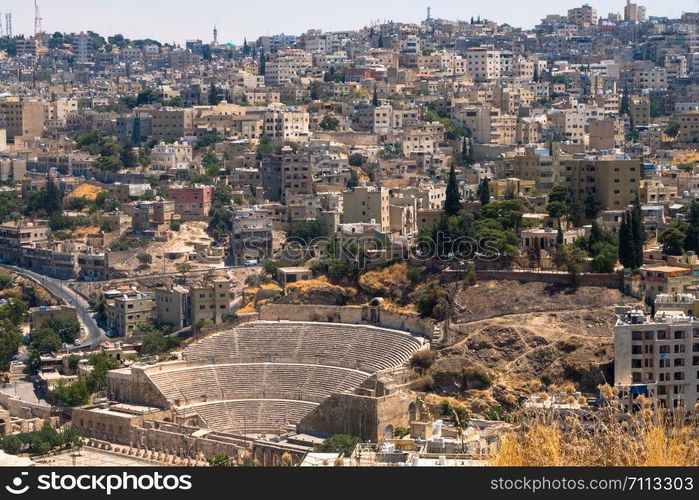 Panorama of Amman from citadel ,Jordan