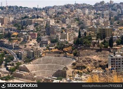 Panorama of Amman from citadel ,Jordan