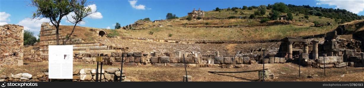Panorama of ancient theater in Alabanda, Turkey