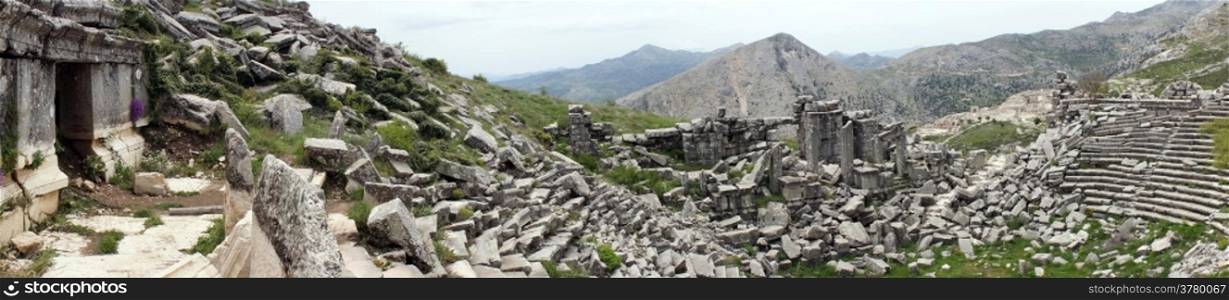 Panorama of ancient theater in Sagalassos in Turkey