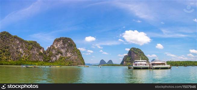 Panorama of Ao Phang Nga national park, Thailand in a summer day