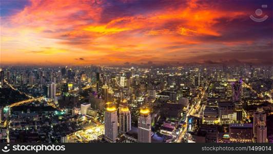 Panorama of Bangkok in a summer evening