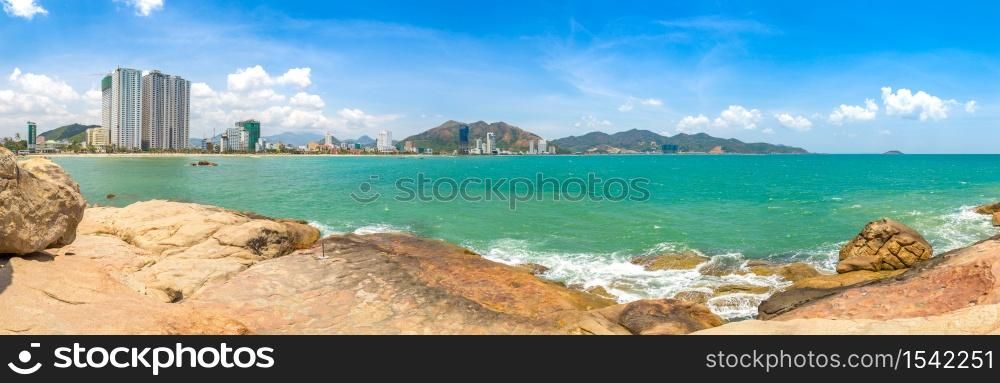 Panorama of Beach at Nha Trang, Vietnam in a summer day