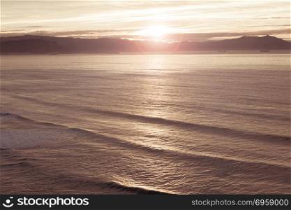 Panorama of beautiful sunset on the ocean.. Panorama of beautiful sunset on the ocean. Atlantic ocean