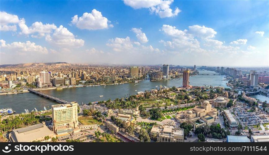 Panorama of Cairo downtown from above at sunset, Egypt. Panorama of Cairo