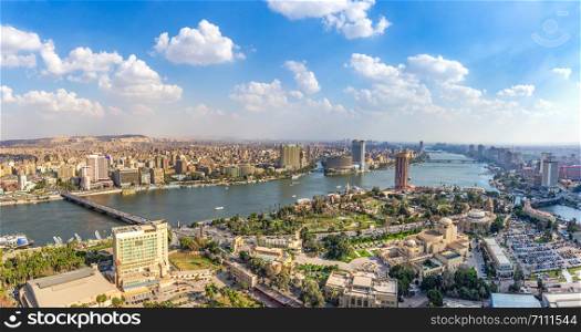 Panorama of Cairo downtown from above at sunset, Egypt. Panorama of Cairo