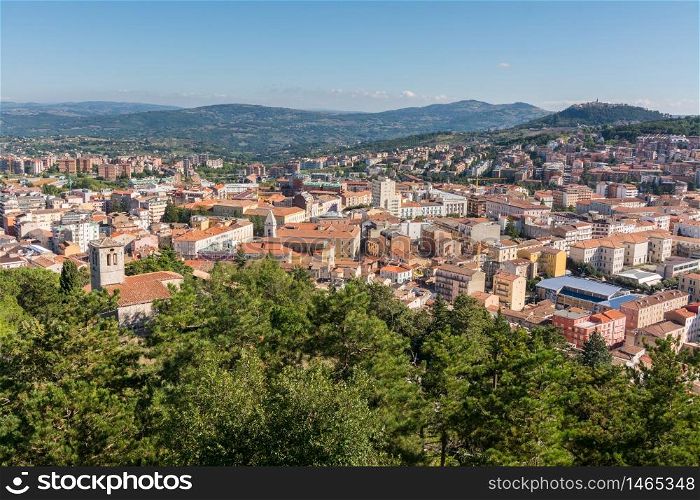 panorama of Campobasso city in Molise view from Monforte castle