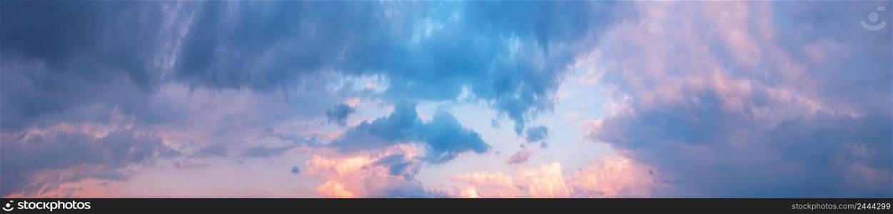 Panorama of cloudy sky with a pink clouds. Panorama of cloudy sky with pink clouds