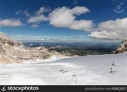 Panorama of Dachstein glacier in Austrian Alps
