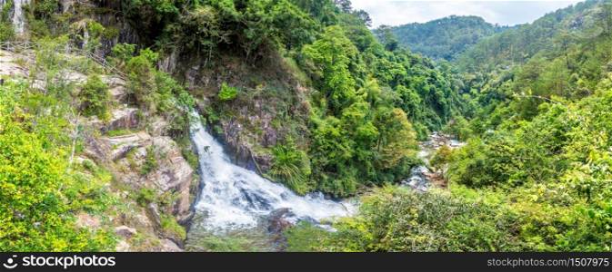 Panorama of Datanla Waterfall in Dalat, Vietnam in a summer day