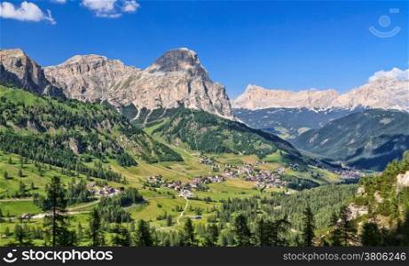 Panorama of Dolomiti Mountains and Badia Valley, Trentino Alto Adige, Italy