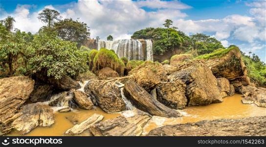 Panorama of Elephant waterfall in Dalat, Vietnam in a summer day