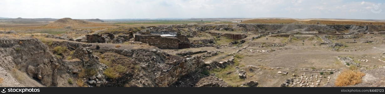Panorama of excavation in ancient Gordium, Turkey
