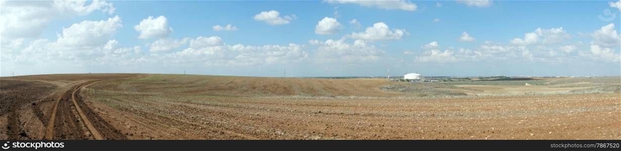 Panorama of farmland in rural part of Israel