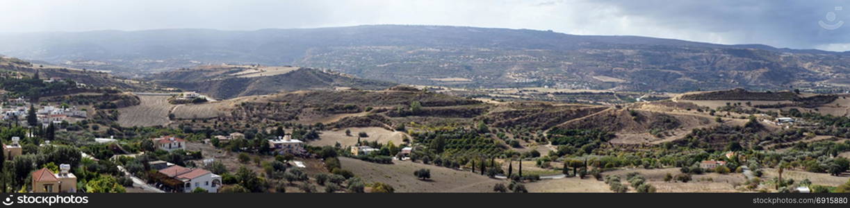 Panorama of fields near Polis in Cyprus