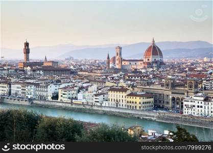 Panorama of Florence at sunset. Tuscany. Italy.
