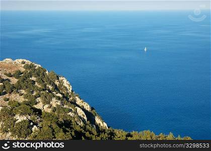 Panorama of greek coastline; Rhodes, Greece.