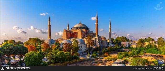Panorama of Hagia Sophia in Istanbul, Turkey.