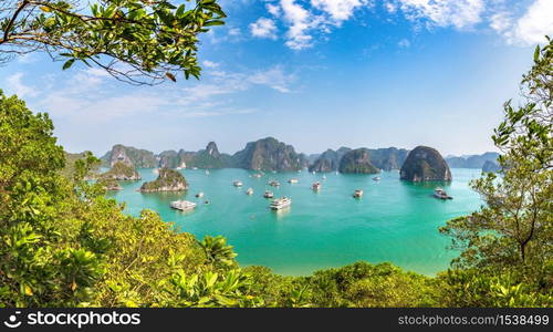 Panorama of Halon bay, Vietnam in a summer day