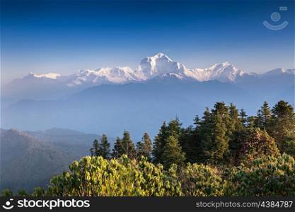 Panorama of Himalaya mountains, Annapurna conservation area, Nepal