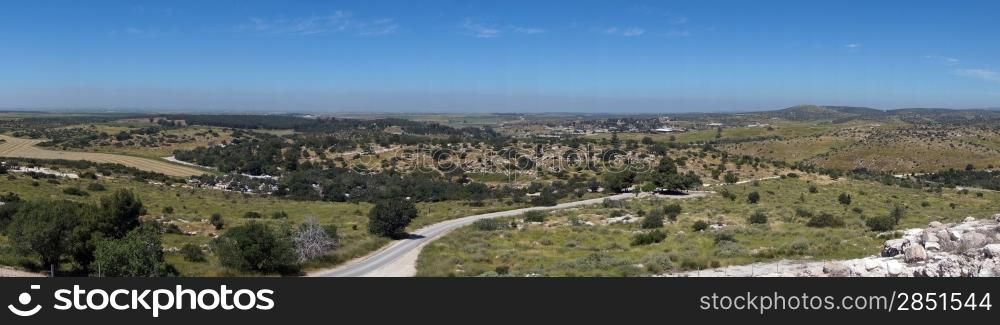 Panorama of israeli nature in lakhish tourism area