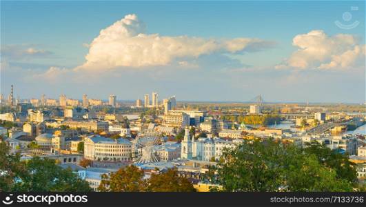 Panorama of Kiev. Podil district, aerial view