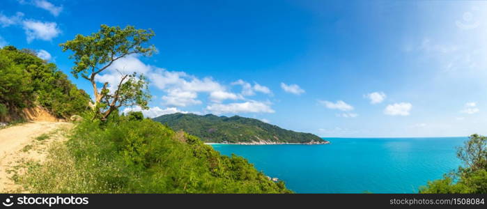 Panorama of Koh Phangan island, Thailand in a summer day