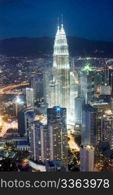 Panorama of Kuala Lumpur from KL Tower in the night. Malaysia