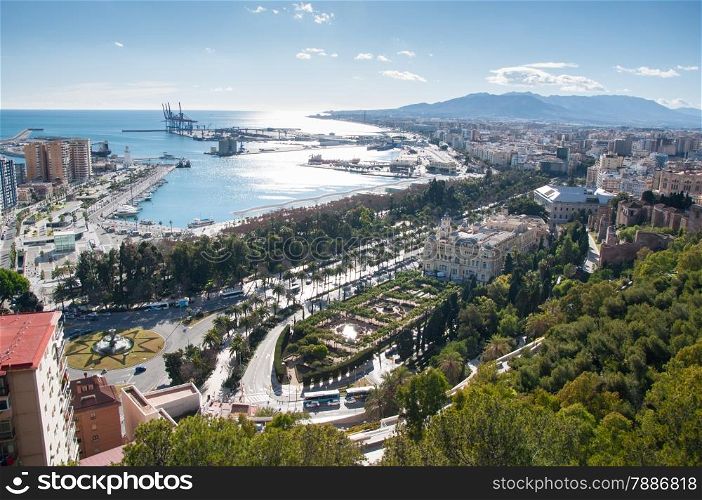 Panorama of Malaga cityscape, Costa del Sol, Spain