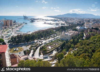 Panorama of Malaga cityscape, Costa del Sol, Spain