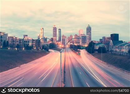 Panorama of modern city skyline, Atlanta, Georgia, USA