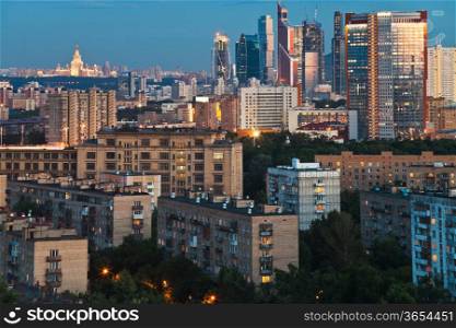 panorama of Moscow city at dusk