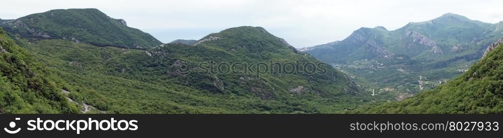 Panorama of mountain area near Kotor bay in Montenegro