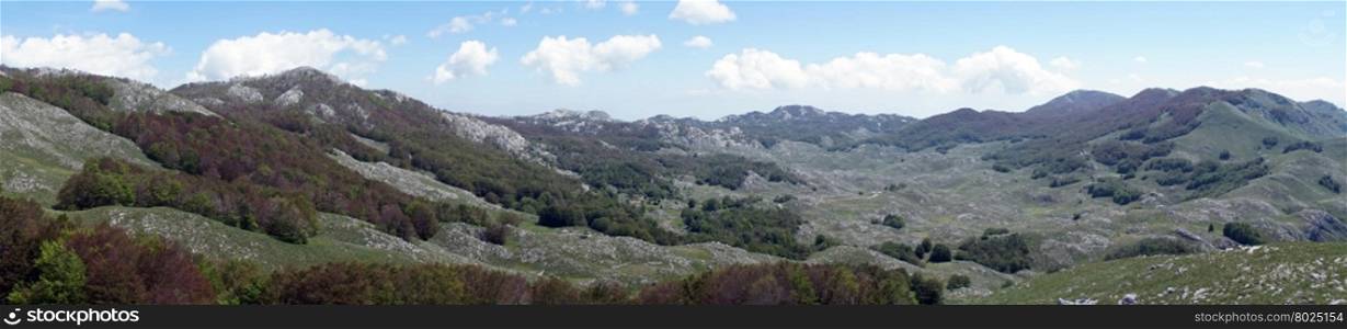 Panorama of mountain near Adriatic coast in Montenegro