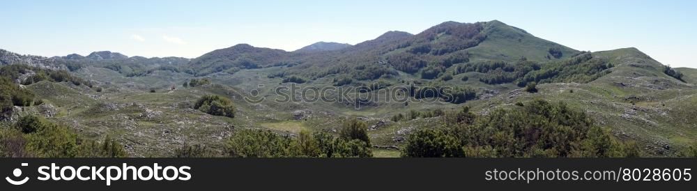 Panorama of mountain near Adriatic coast in Montenegro