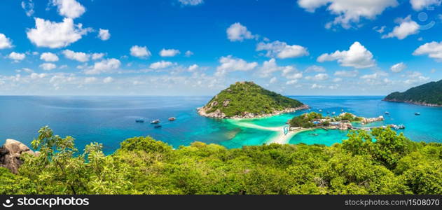 Panorama of Nang Yuan Island, Koh Tao, Thailand in a summer day