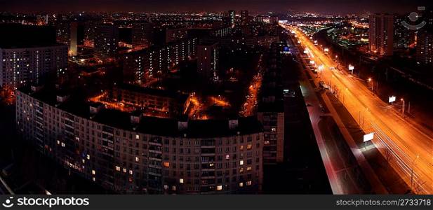 Panorama of night city, Moscow