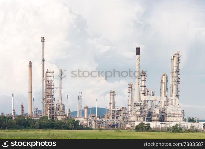 Panorama of Oil Refinery Plant in filed