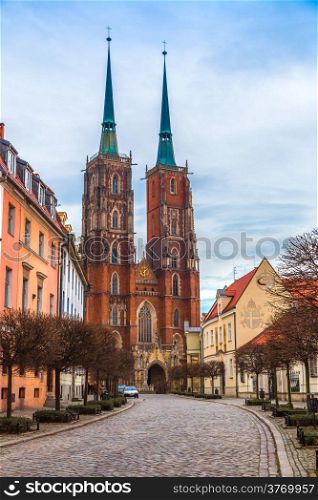 panorama of old town of Wroclaw, Poland