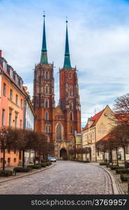 panorama of old town of Wroclaw, Poland