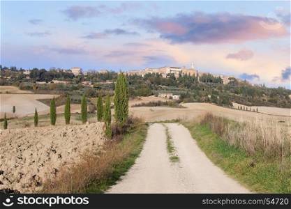 Panorama of old town Pienza. Tuscany, Italy, Europe.