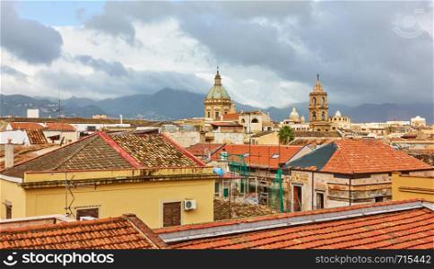 Panorama of Palermo in Sicily, Italy