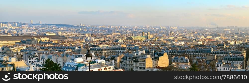 Panorama of Paris, France. View from Sacred Heart Basilica of Montmartre (Sacre-Coeur).