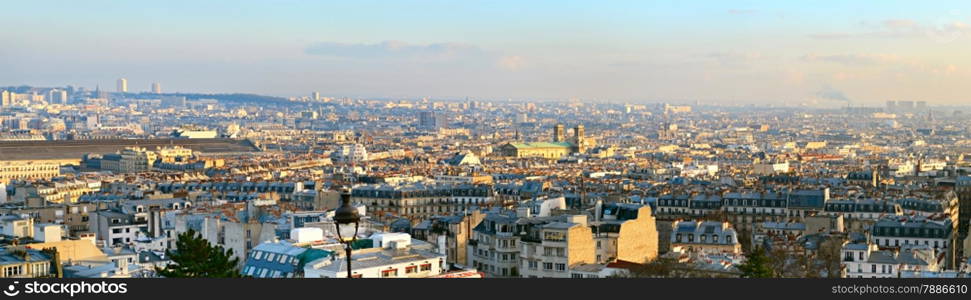 Panorama of Paris, France. View from Sacred Heart Basilica of Montmartre (Sacre-Coeur).