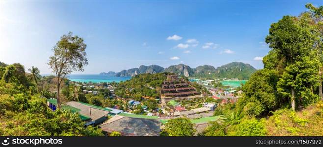 Panorama of Phi Phi Don island, Thailand in a summer day