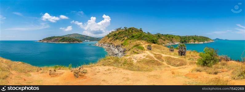 Panorama of Phromthep Cape at Phuket in Thailand in a summer day
